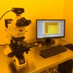 Image - Nikon optical microscope with camera and metrology capabilities in Class ISO-5 yellow cleanroom